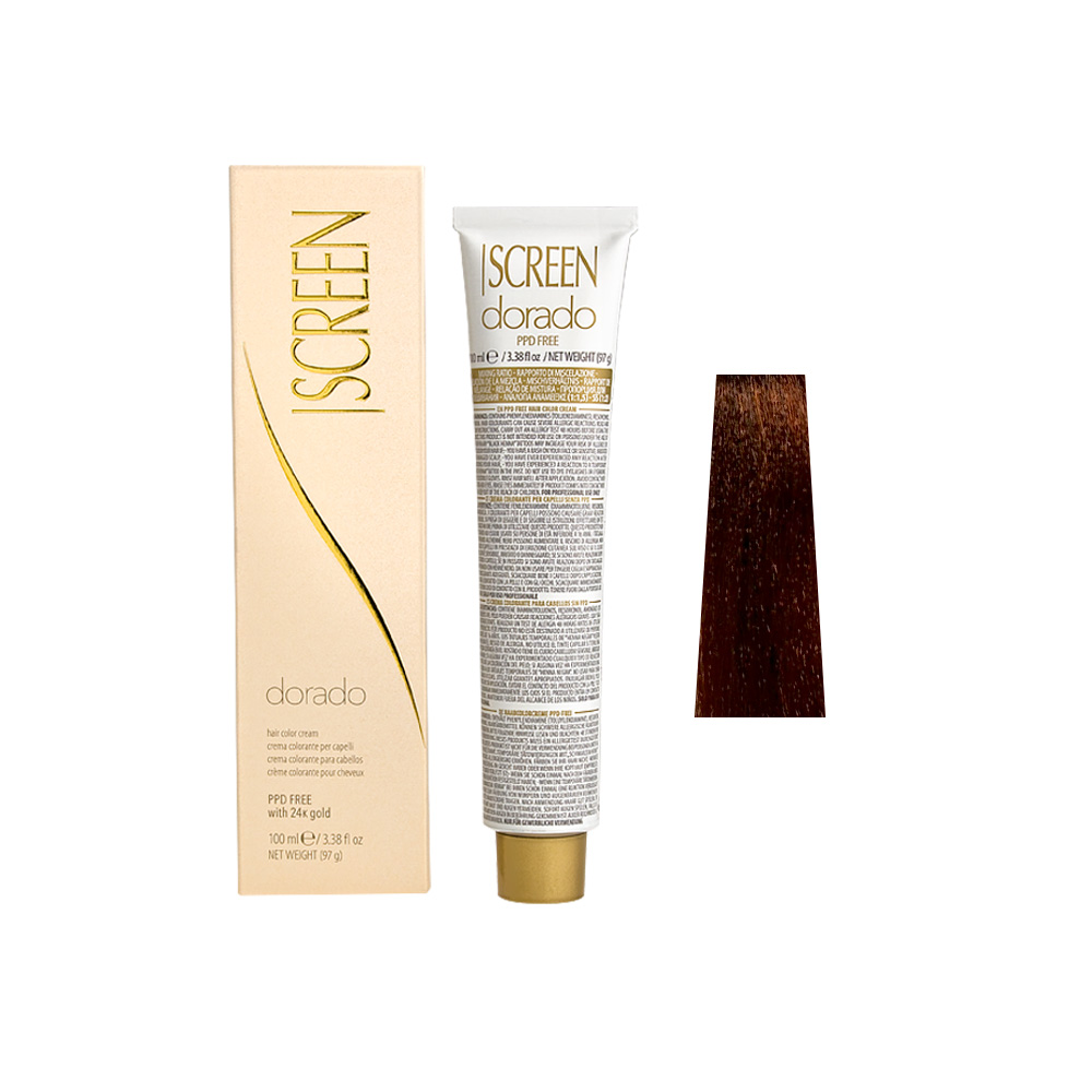 Крем-фарба для волосся перманентна з 24-каратним золотом SCREEN Dorado 6DR (6.34) Copper Golden Dark Вlonde, 100 ml - 1